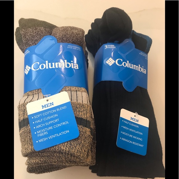 COLUMBIA Men/'s Crew Socks *3 Pair Mi-Chaussettes *Multicolor *Sz 6-12 New